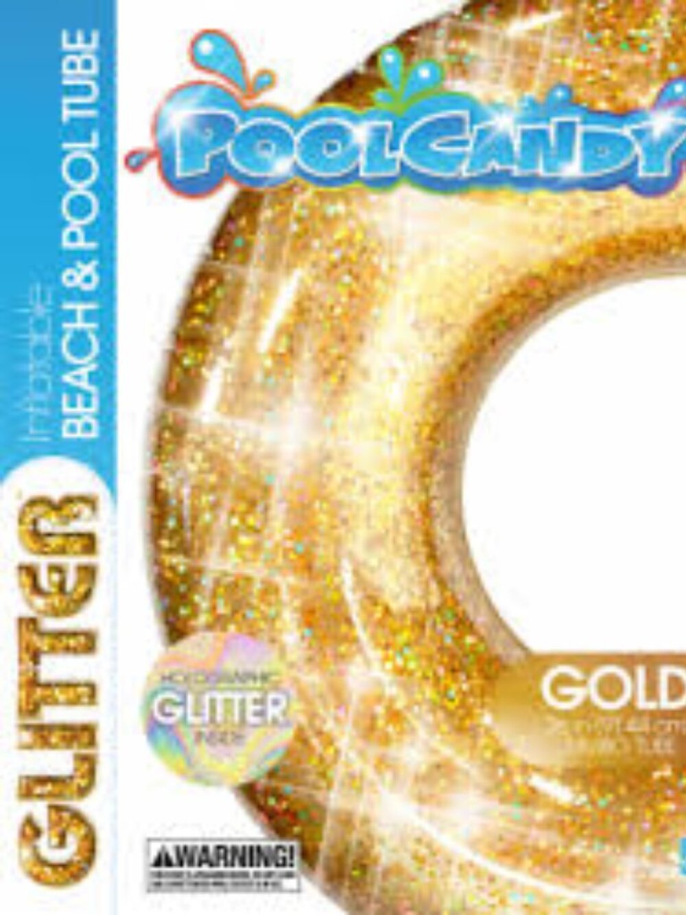 PoolCandy Glitter Inflatable Beach and Pool Tube - Gold-NWT